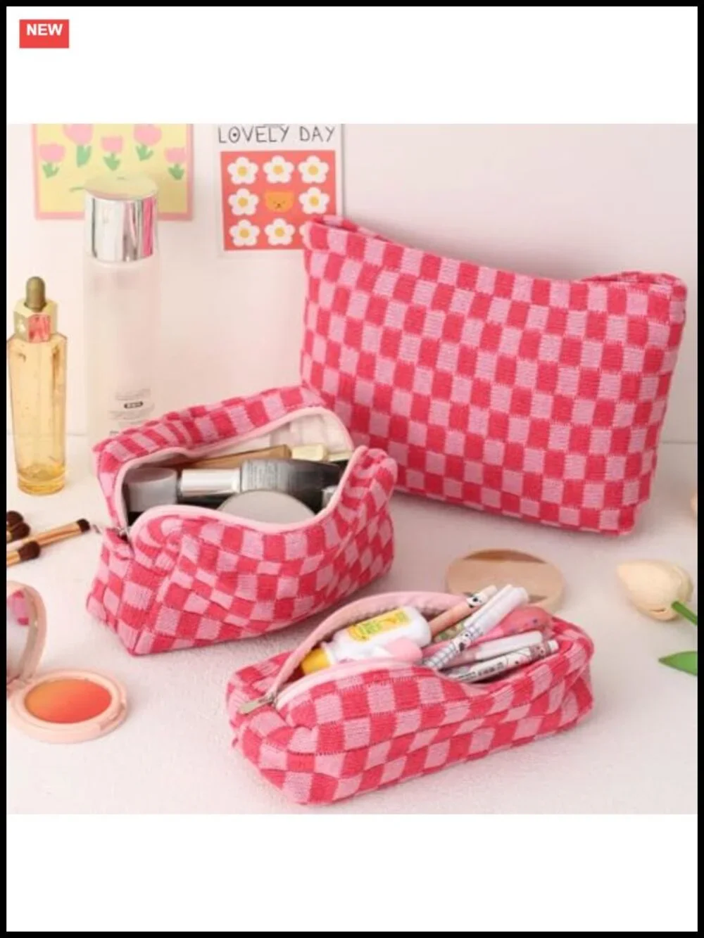 Large Capacity Makeup Bag Set with Pencil Case, Travel Toiletry Organizer,